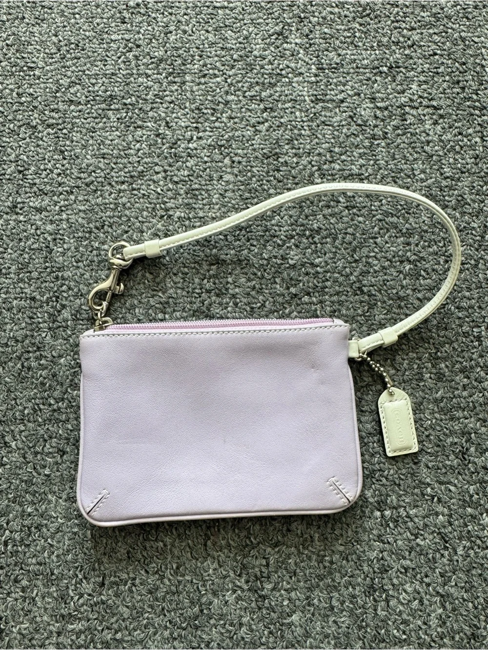vintage Coach lavender leather wristlet